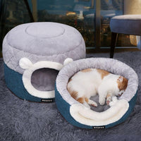 Niche douillette pour Chat - Lit en peluche 2 en 1 doux et confortable