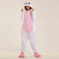 Pyjama / grenouillère blanc et rose, vu de face