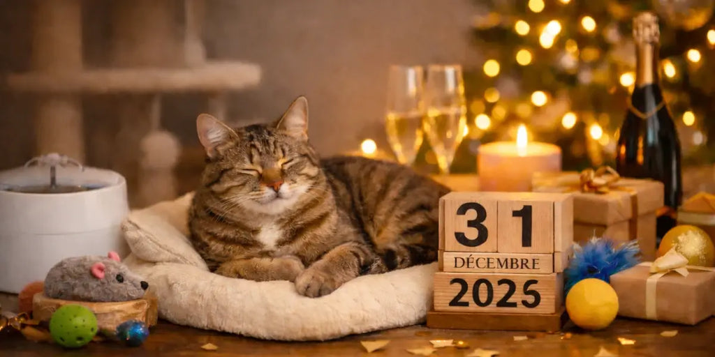 Bonne année avec ton chat : 7 bonnes résolutions pour 2026 (santé, jeu, alimentation, environnement)