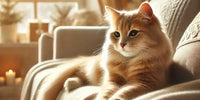 Chat calme allongé près d'une fenêtre dans un environnement intérieur serein, reflétant un foyer apaisant pendant les vacances.