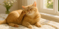 Chat au printemps – Chat se grattant légèrement dans un intérieur lumineux, ambiance douce évoquant les allergies printanières – Au Paradis du Chat 🐾