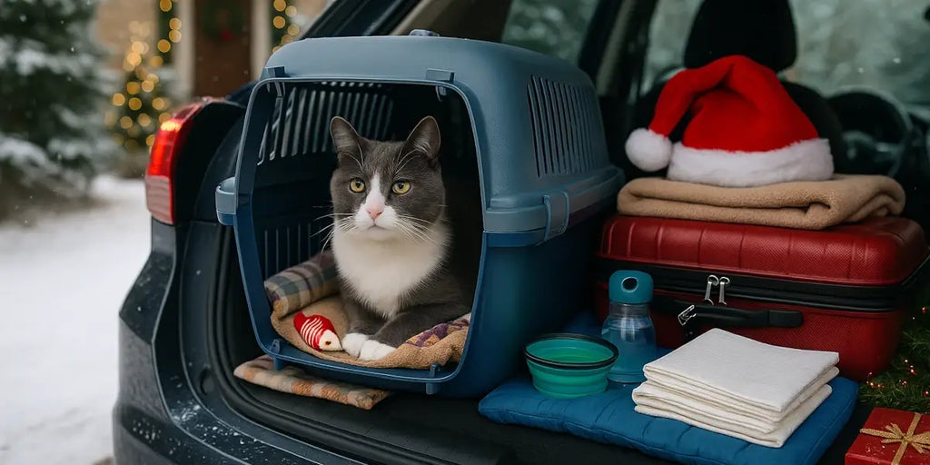 Voyager pour les fêtes avec son chat (voiture/train) : caisse homologuée, acclimatation & trousse de voyage
