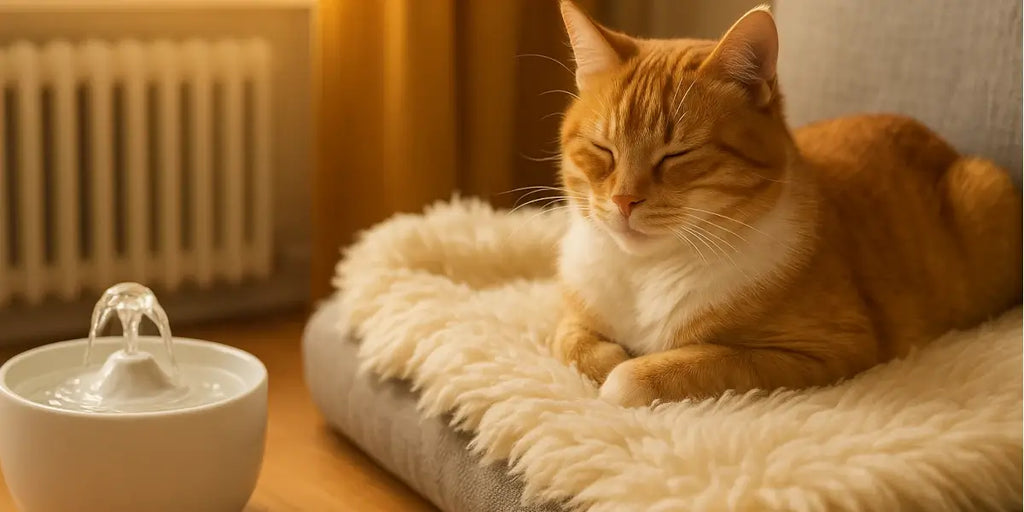 Chat & chauffage : hydratation, air sec et confort en intérieur (guide d’hiver)