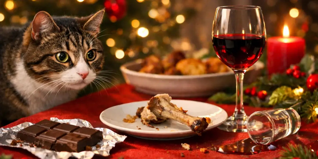 Urgences de Noël : chocolat, os, alcool… que faire si ton chat a tout goûté ?