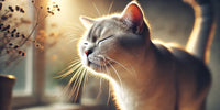 Chat domestique reniflant son environnement, illustrant la communication olfactive des chats.