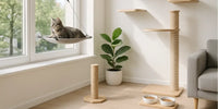Chat sur hamac de fenêtre avec perchoirs muraux, arbre à chat et griffoir — créer un poste d’observation 5★ anti-ennui en intérieur | Au Paradis du Chat