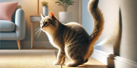 Chat marquant son territoire à l'intérieur d'une maison, comportement territorial félin.
