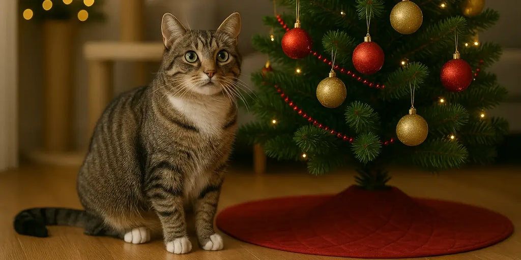 Sapin de Noël, déco & câbles : la checklist sécurité spéciale chat