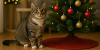 Chat près du sapin de Noël – Déco sécurisée, boules & guirlandes 🎄 pour éviter chutes et câbles mordillés | Au Paradis du Chat
