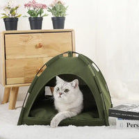 Chat allongé dans sa tente Confortable