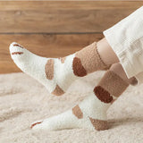 Chaussettes chaudes d'hiver pattes de chat blanc et marron