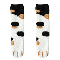 Chaussettes chaudes d'hiver pattes de chat blanc et noir