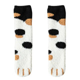 Chaussettes chaudes d'hiver pattes de chat blanc et noir