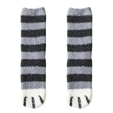 Chaussettes chaudes d'hiver pattes de chat gris rayures