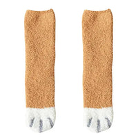 Chaussettes chaudes d'hiver pattes de chat marron