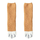 Chaussettes chaudes d'hiver pattes de chat marron