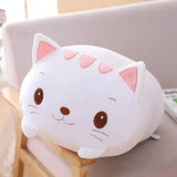 Oreiller en forme de chat blanc 'Câlin Félin' avec détails roses, parfait pour la détente des passionnés de chats.