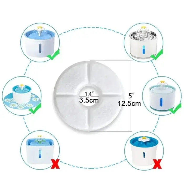 6 Filtres De Rechange Pour Fontaine à Eau Animaux – À Base De Coquille De Noix, Réduit Les Impuretés Et Les Odeurs