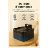 Fontaine à eau pour chat avec batterie 2600 mAh – Jusqu’à 30 jours d’autonomie, recharge USB-C et temps de charge 5 à 6 h