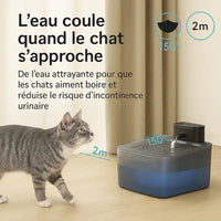 Fontaine à eau pour chat avec capteur de mouvement – Détection à 2 mètres et angle de 150° pour une hydratation intuitive