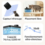 Fontaine à eau pour chat 2200 ml – Capteur infrarouge 150°, fonctionnement ultra-silencieux 26 dB, et placement sans fil