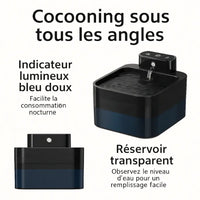 Fontaine à eau pour chat avec lumière bleue douce et réservoir transparent – Hydratation facilitée de jour comme de nuit