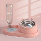 Gamelle pour chat 2 en 1 de couleur rose