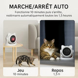 Jouet laser automatique pour chat – Alternance intelligente : 10 minutes de jeu puis 1,5 h de repos – Illustration avec deux chats en situation réelle – Au Paradis du Chat