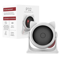 Jouet laser automatique P32 pour chat – Présentation du produit avec packaging – Design silencieux, fonction marche/arrêt automatique – Au Paradis du Chat