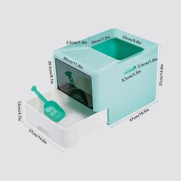 Dimensions de la maison de toilette pour chat Bleu