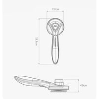 Dimensions du peigne de toilettage pour chat avec des mesures détaillées