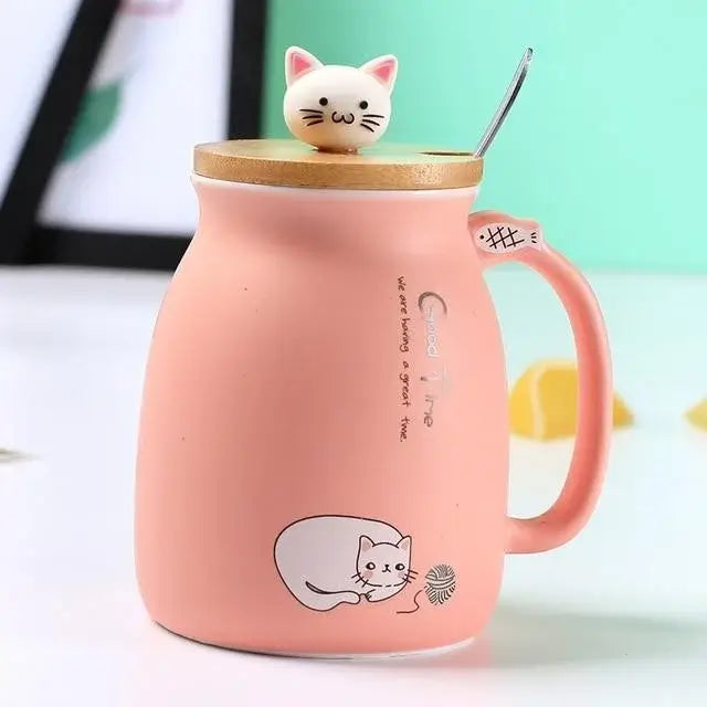 350 ml en céramique chat griffe tasse avec couvercle et belle cuillère en  acier inoxydable créativité nouveauté matin tasse thé lait noël tasse cadeau