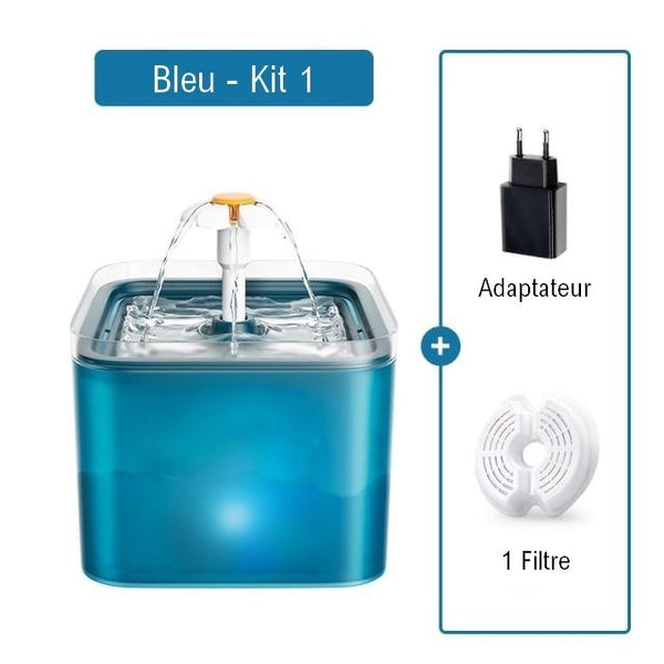 Fontaine à eau pour chat Bleu Kit 1 - Fontaine + Adapteur + 1 filtre 