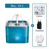 Fontaine à eau pour chat Bleu Kit 3 - Fontaine + Détecteur (capteur) de mouvement + Adapteur + 1 filtre