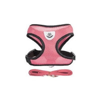 Harnais pour chat confortable et laisse - Rose