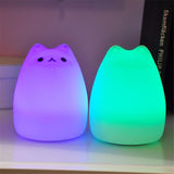 Lampe / Veilleuse Chat en silicone - LED 7 couleurs + Télécommande