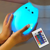 Lampe / Veilleuse Chat en silicone - LED 7 couleurs + Télécommande