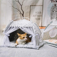 Lit à baldaquin pour chat - Tente avec coussin doux et confortable
