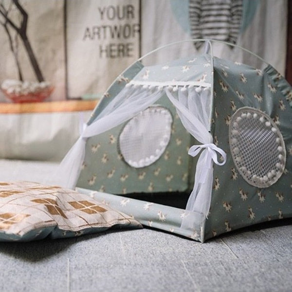 Lit à baldaquin pour chat - Tente avec coussin doux et confortable