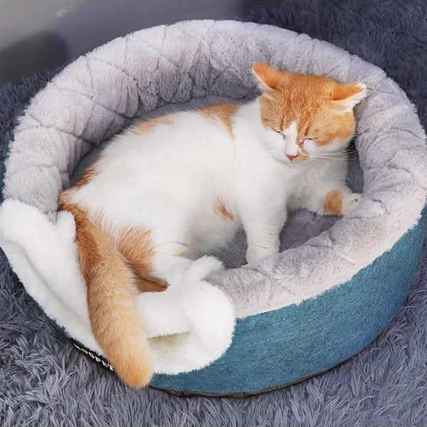 Niche douillette pour Chat - Lit en peluche 2 en 1 doux et confortable