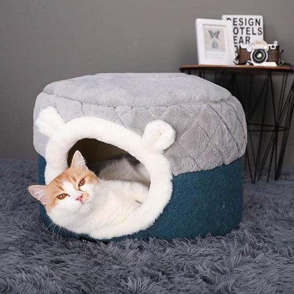 Niche douillette pour Chat - Lit en peluche 2 en 1 doux et confortable