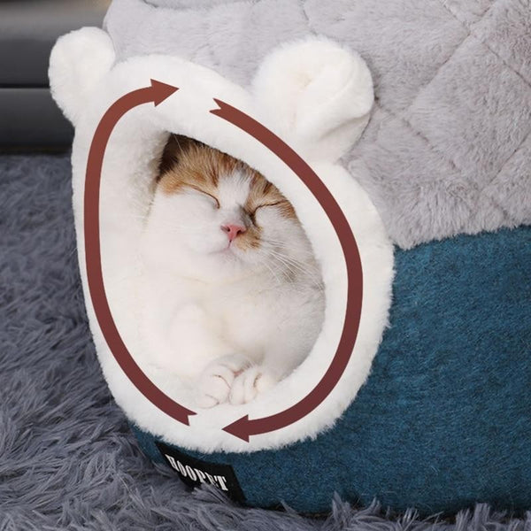 Niche douillette pour Chat - Lit en peluche 2 en 1 doux et confortable