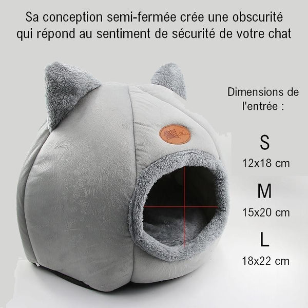 Niche pour chat douillette et confortable - Panier oreilles de chat