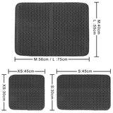 Dimensions de nos 4 tailles du tapis de litière pour chat : XS, S, M et L.