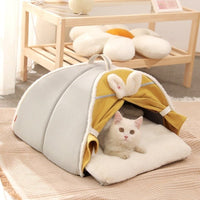 Présentation de la tente pour chat confortable jaune avec coussin douillet