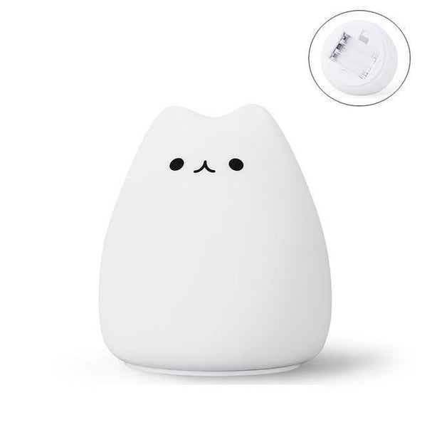 Veilleuse tactile Chat pour enfant en silicone - Lumière LED 7 couleurs