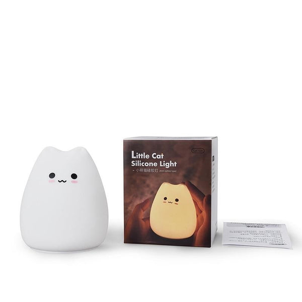 Veilleuse tactile Chat pour enfant en silicone - Lumière LED 7 couleurs