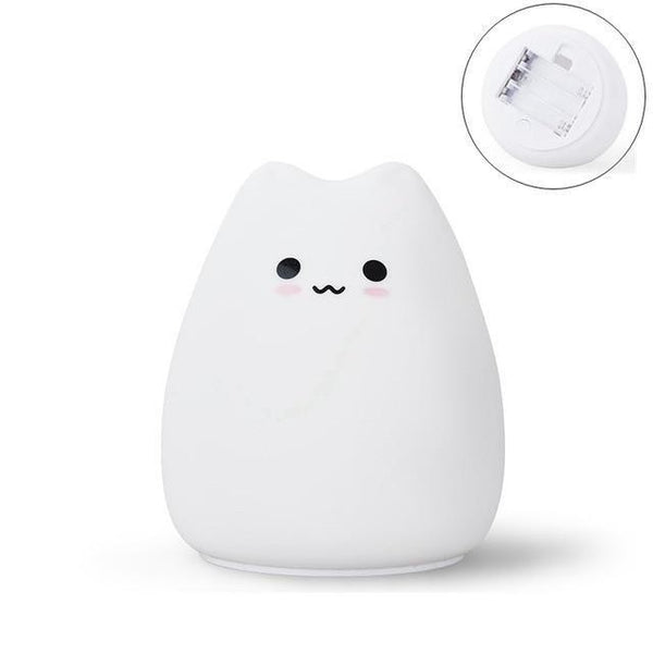 Veilleuse tactile Chat pour enfant en silicone - Lumière LED 7 couleurs